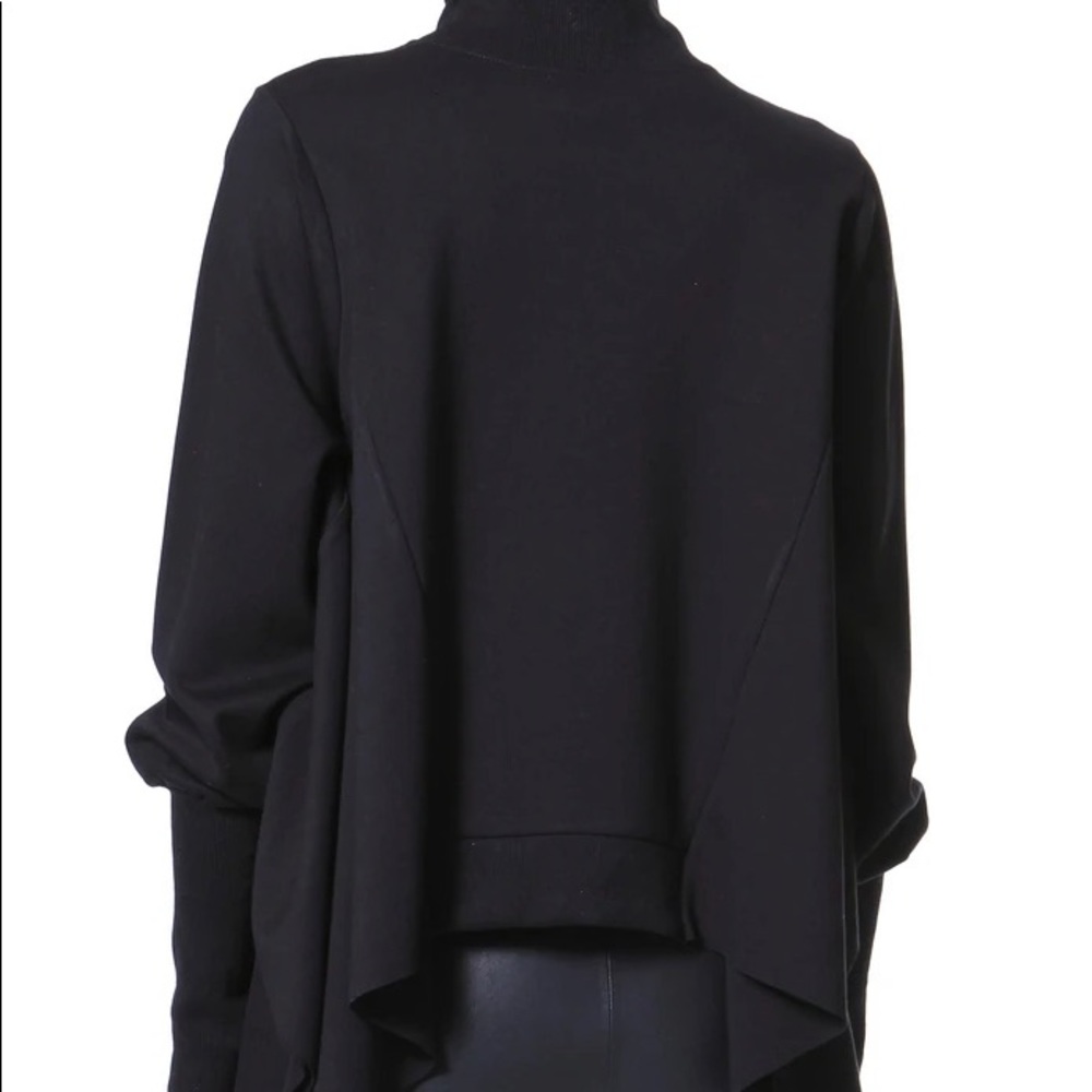 DNKY Cropped Wool Knit Turtleneck Poncho Sweater-Black OSFM Dolman Sleeves Thick